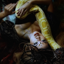 With Albino Snake by Dede avez I dfg photosign